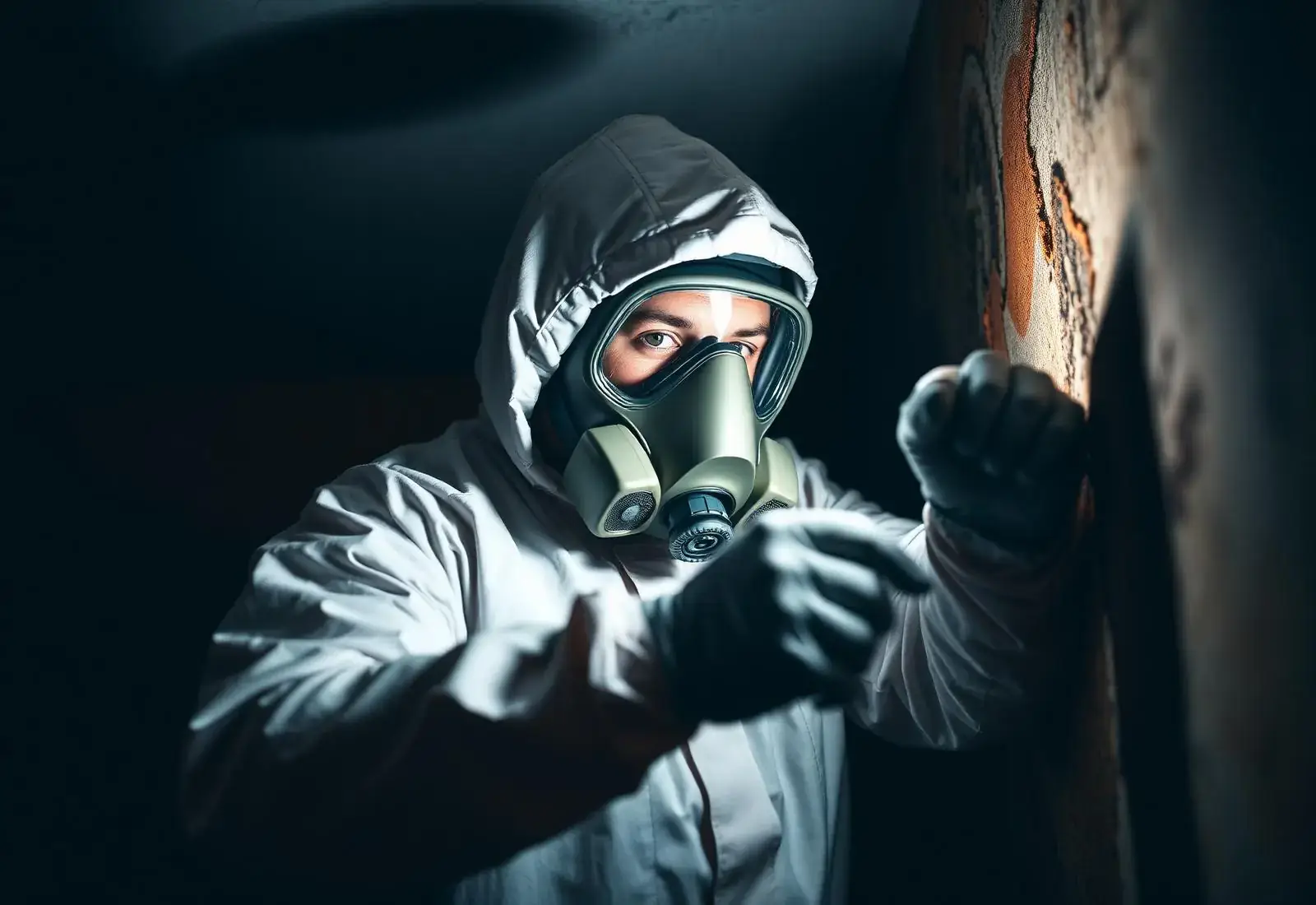 Certified mold remediation technician inspecting a Minneapolis basement
